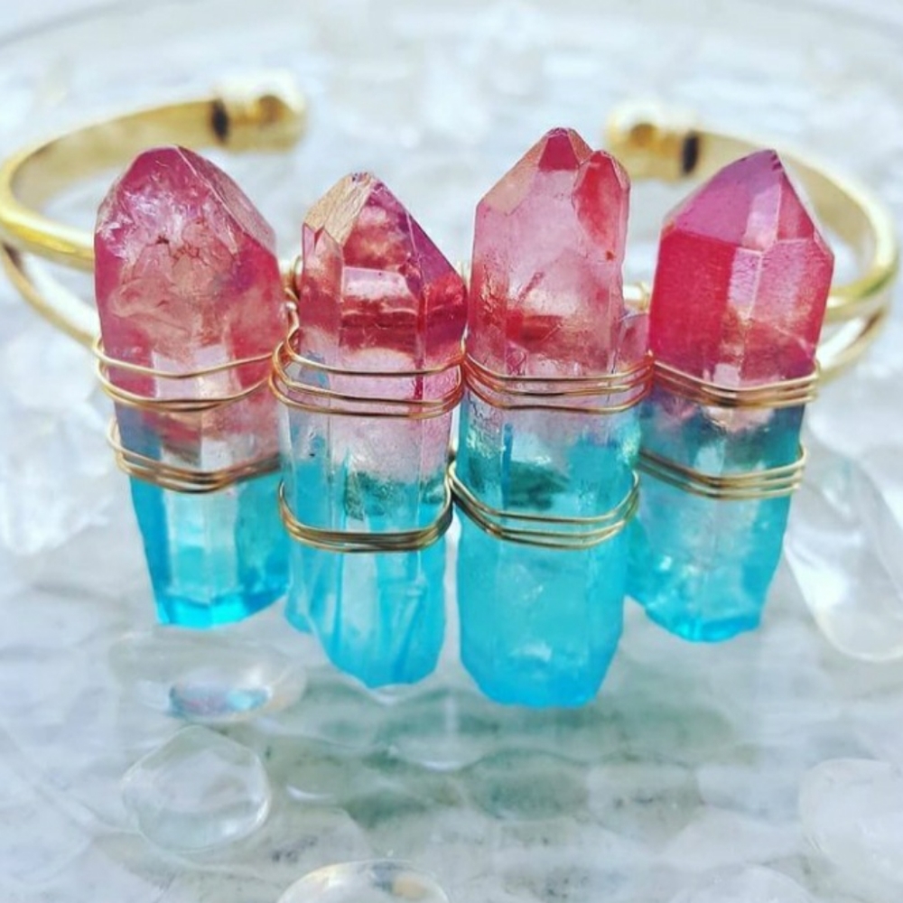 Blue and Pink healing crystal bracelets NWOT